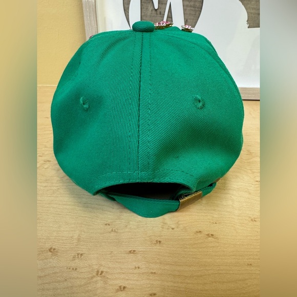 Custom LA Cap. New. Handmade. Green with pink stones.